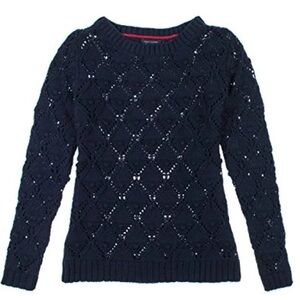 Tommy Hilfiger Women's Navy Blue Long Sleeve Pullover Knit Sweater Size S